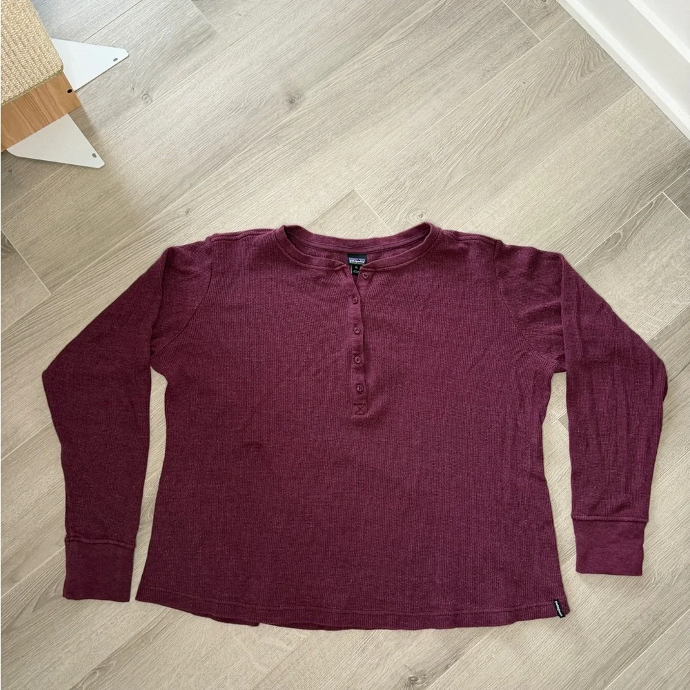 Patagonia Women's Long Sleeve Henley - Burgundy - Picture 1 of 5